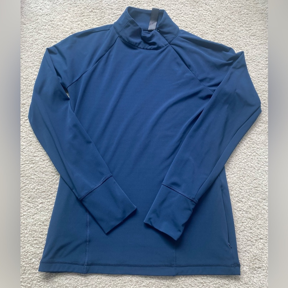 Yogalicious Women Navy Blue Half Zip Top Jacket (size medium)
